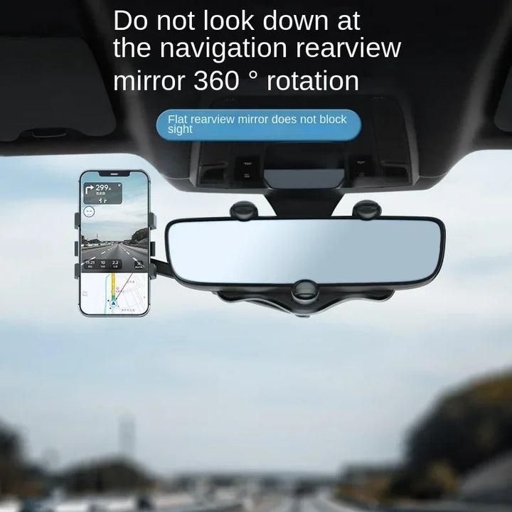 Rearview Mirror Phone Holder Car 360 Rotation Phone Mount Stable Gripper Smartphone Navigation Bracket For iPhone Samsung Xiaomi