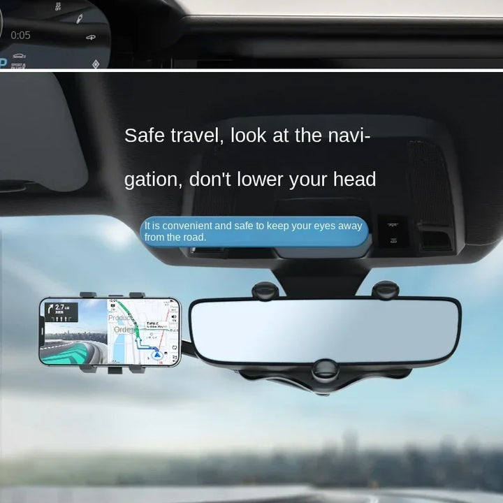 Rearview Mirror Phone Holder Car 360 Rotation Phone Mount Stable Gripper Smartphone Navigation Bracket For iPhone Samsung Xiaomi