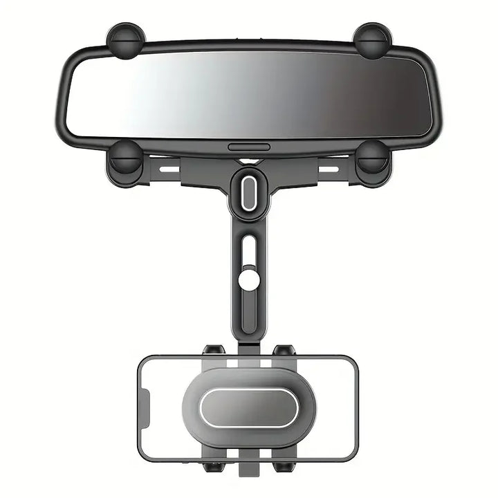 360° Rotating Car Rearview Mirror Phone Holder - Perfect for Kids and Adults - Compatible with Phones and GPS Devices - Sturdy a