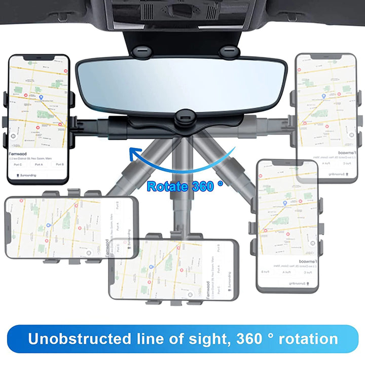 360 Rotatable and Retractable Car Phone Holder, Phone Mount for Car, Universal Car Rearview Mirror Phone Bracket for All Phones