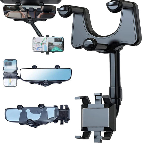 360 Rotatable and Retractable Car Phone Holder, Phone Mount for Car, Universal Car Rearview Mirror Phone Bracket for All Phones