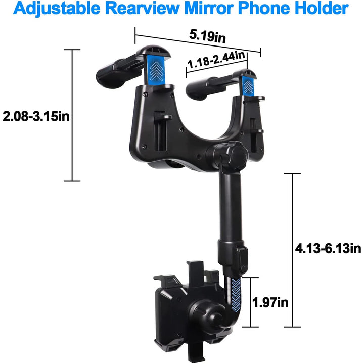 360 Rotatable and Retractable Car Phone Holder, Phone Mount for Car, Universal Car Rearview Mirror Phone Bracket for All Phones